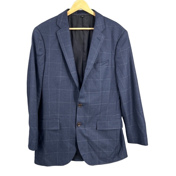 J. Crew Other - J.Crew Ludlow Suit Jacket Italian Wool Blue Windowpane Pattern 2 Button Mens 38R